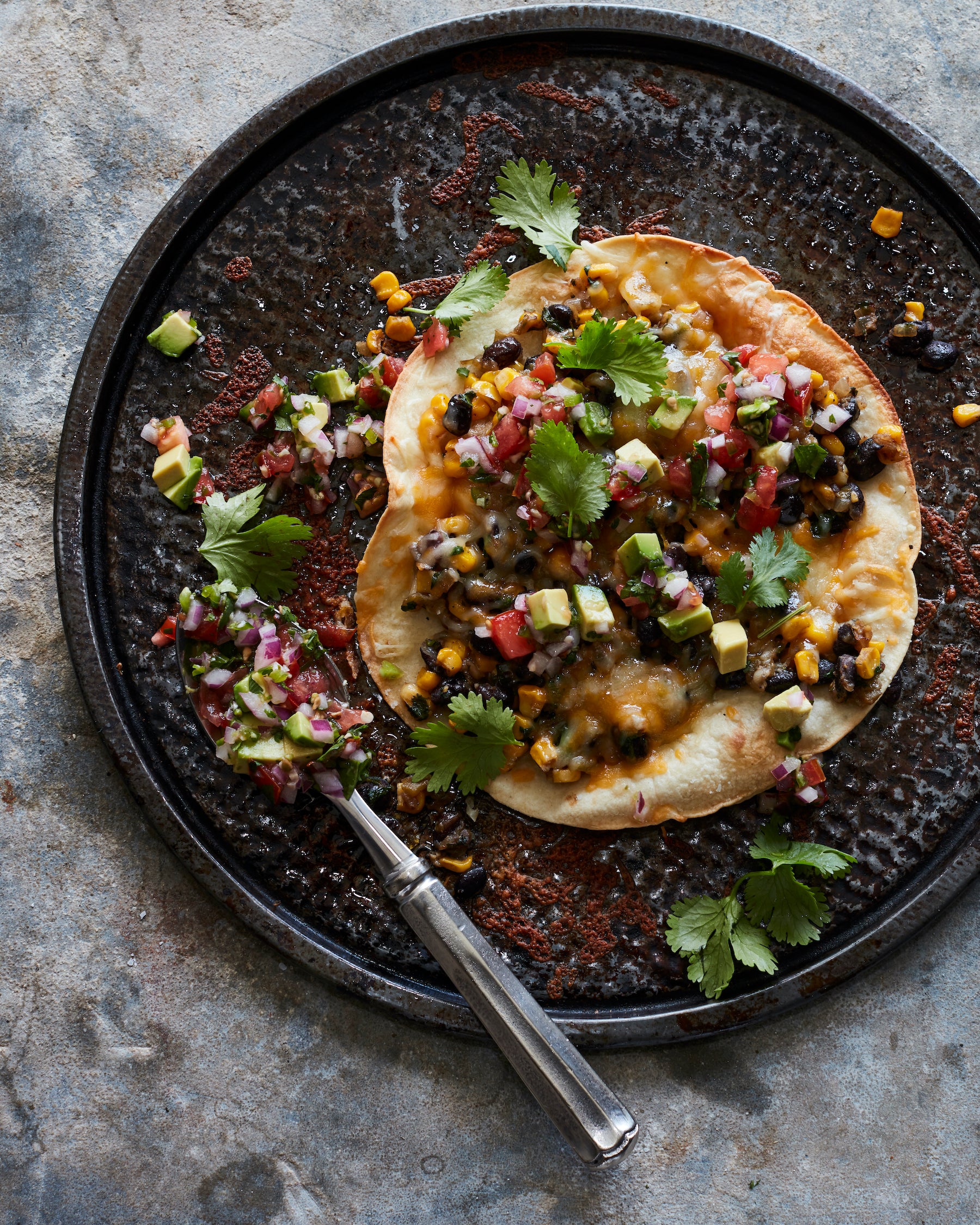 Open Faced Black Bean & Corn Quesadilla Pizzas