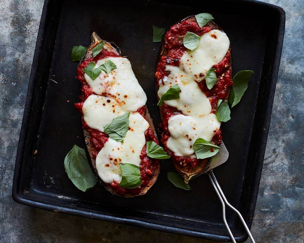 Roasted Eggplant Parm Boats