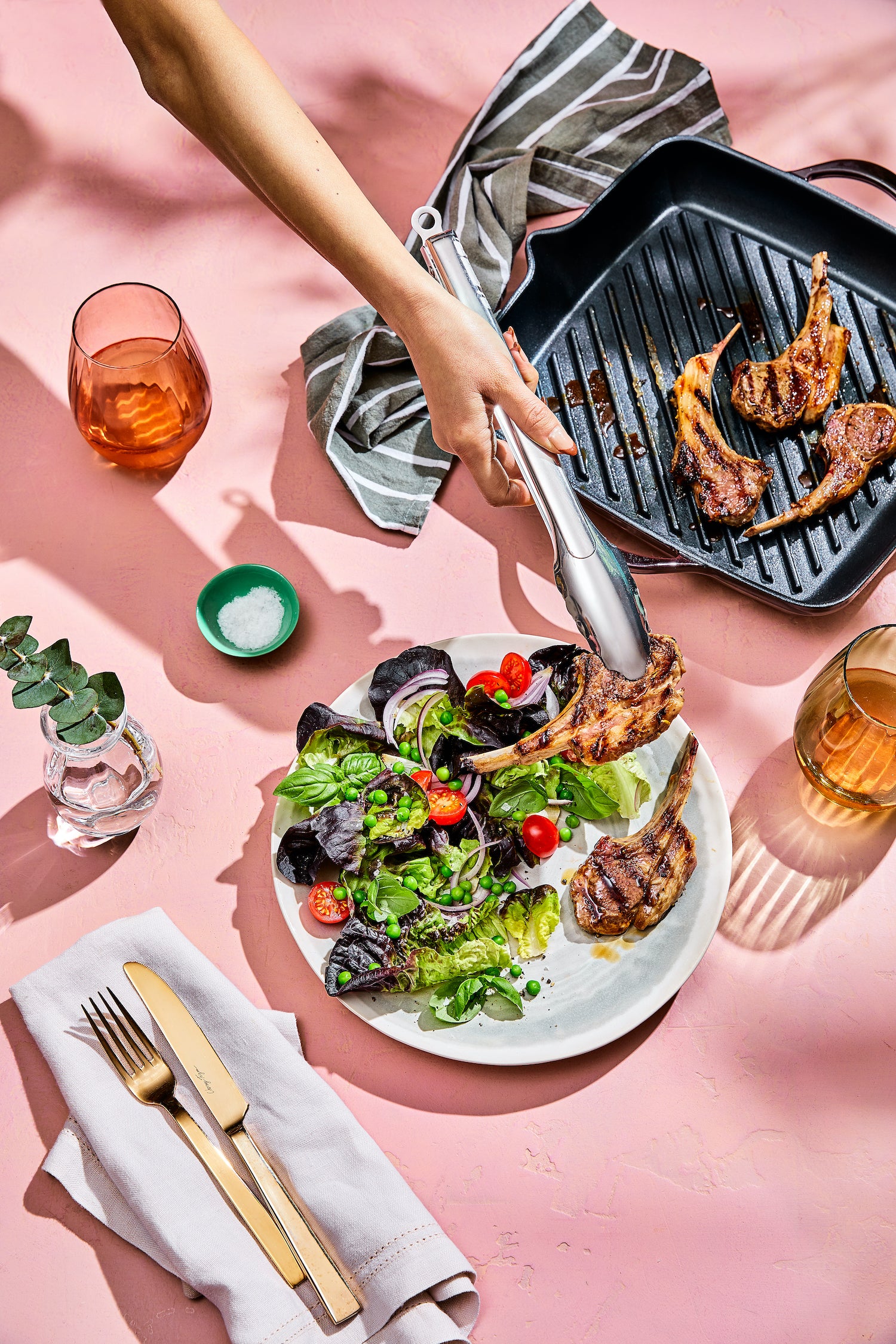 Grilled Baby Lamb Chops & Spring Pea Salad