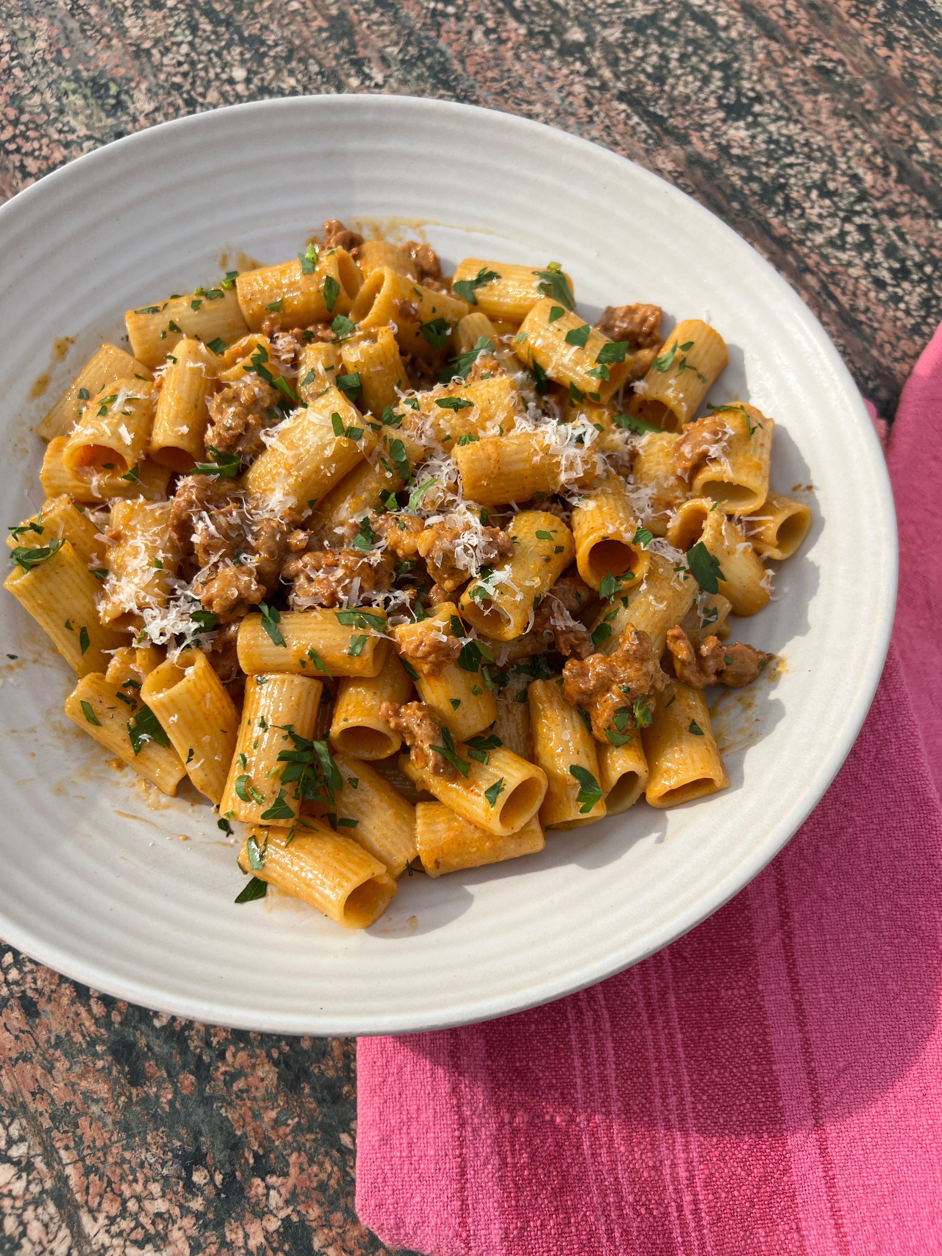 Creamy Spicy Rigatoni with Italian Sausage