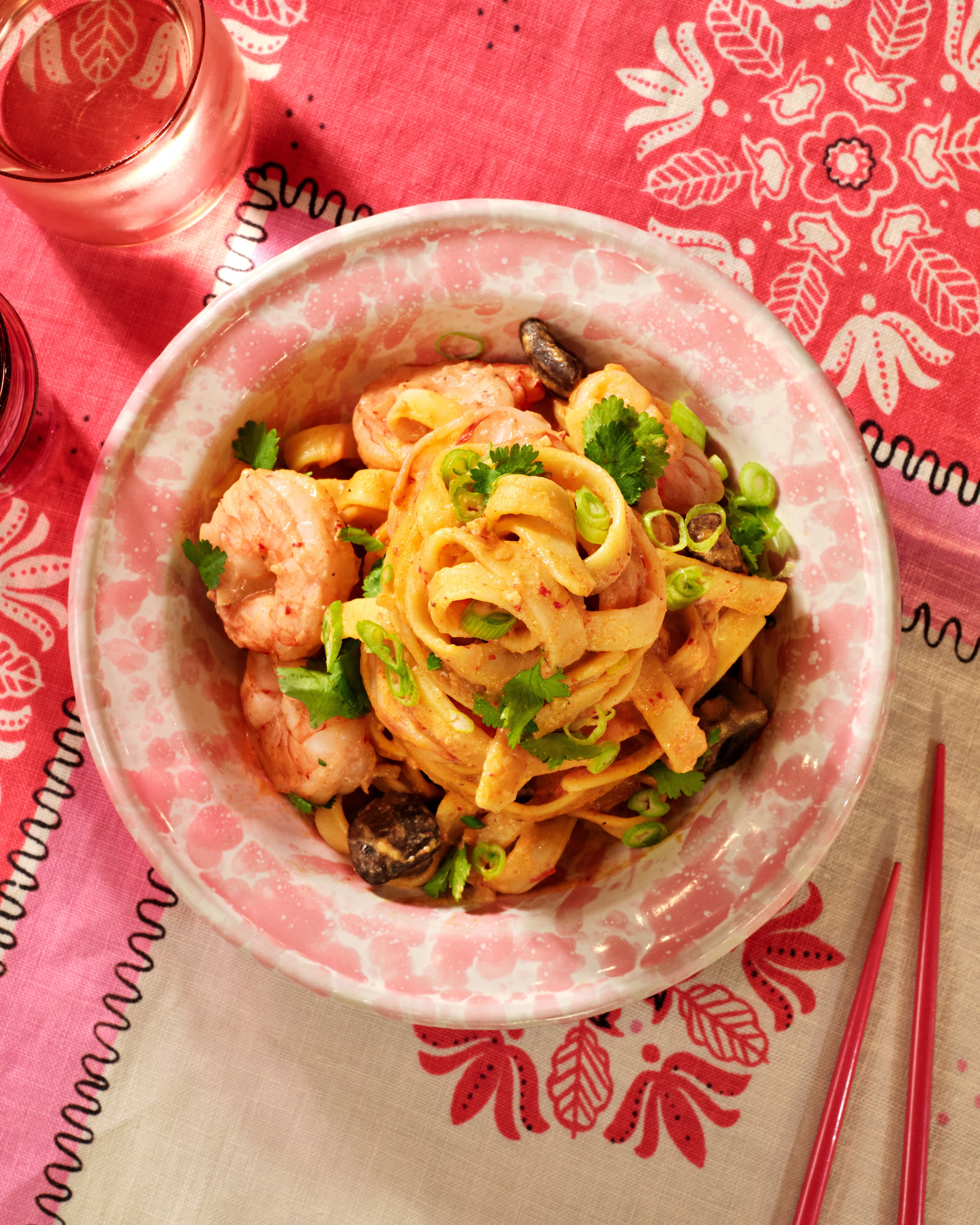 Perfectly Pink Shrimp Kimchi Alfredo