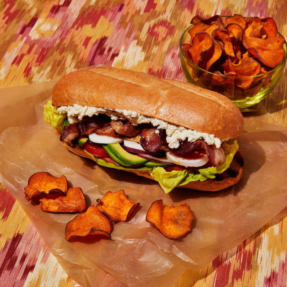 Cobb Salad Sandwiches with Air Fryer Root Veg Chips