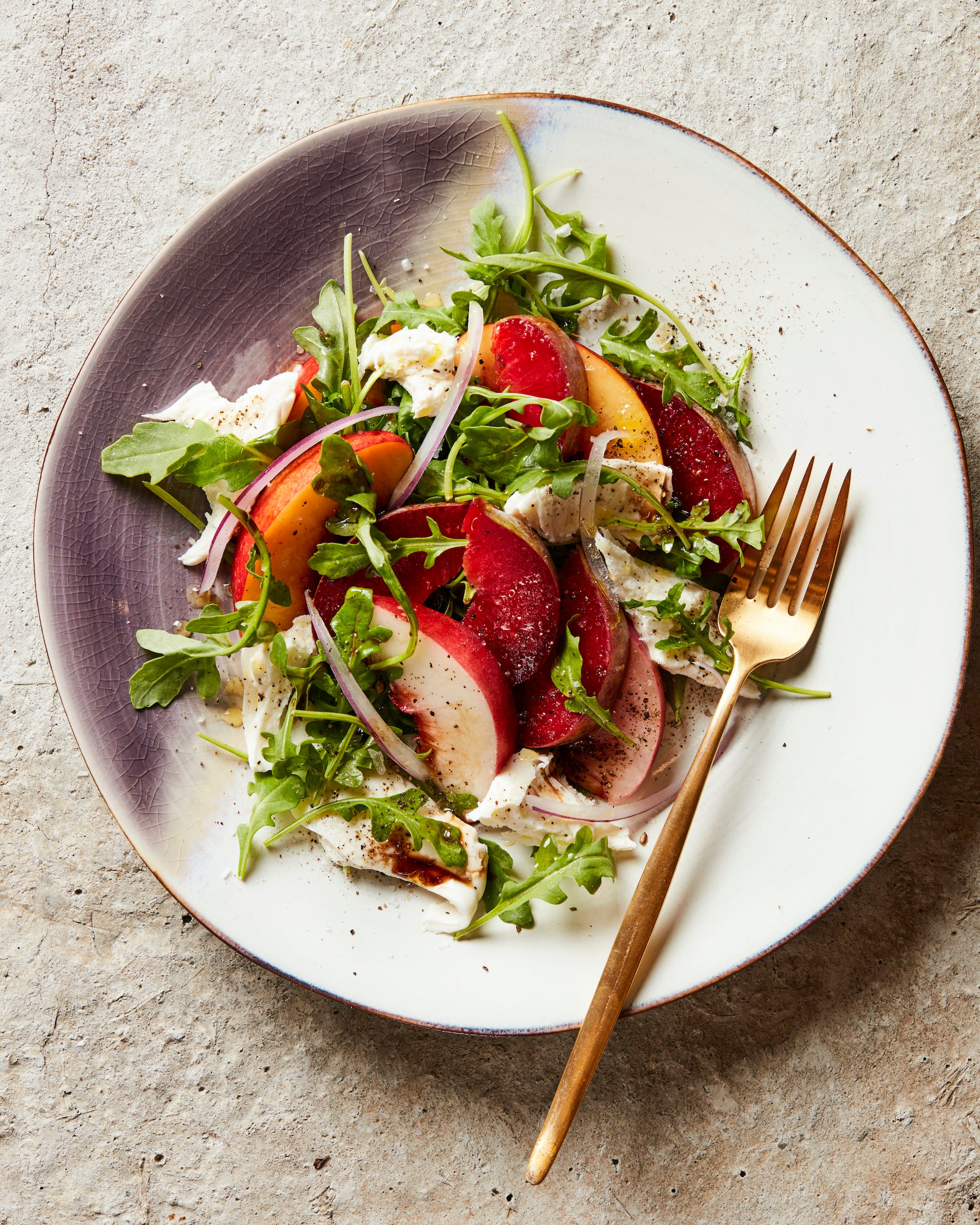 Arugula, Stone Fruit, & Fresh Mozzarella Salad