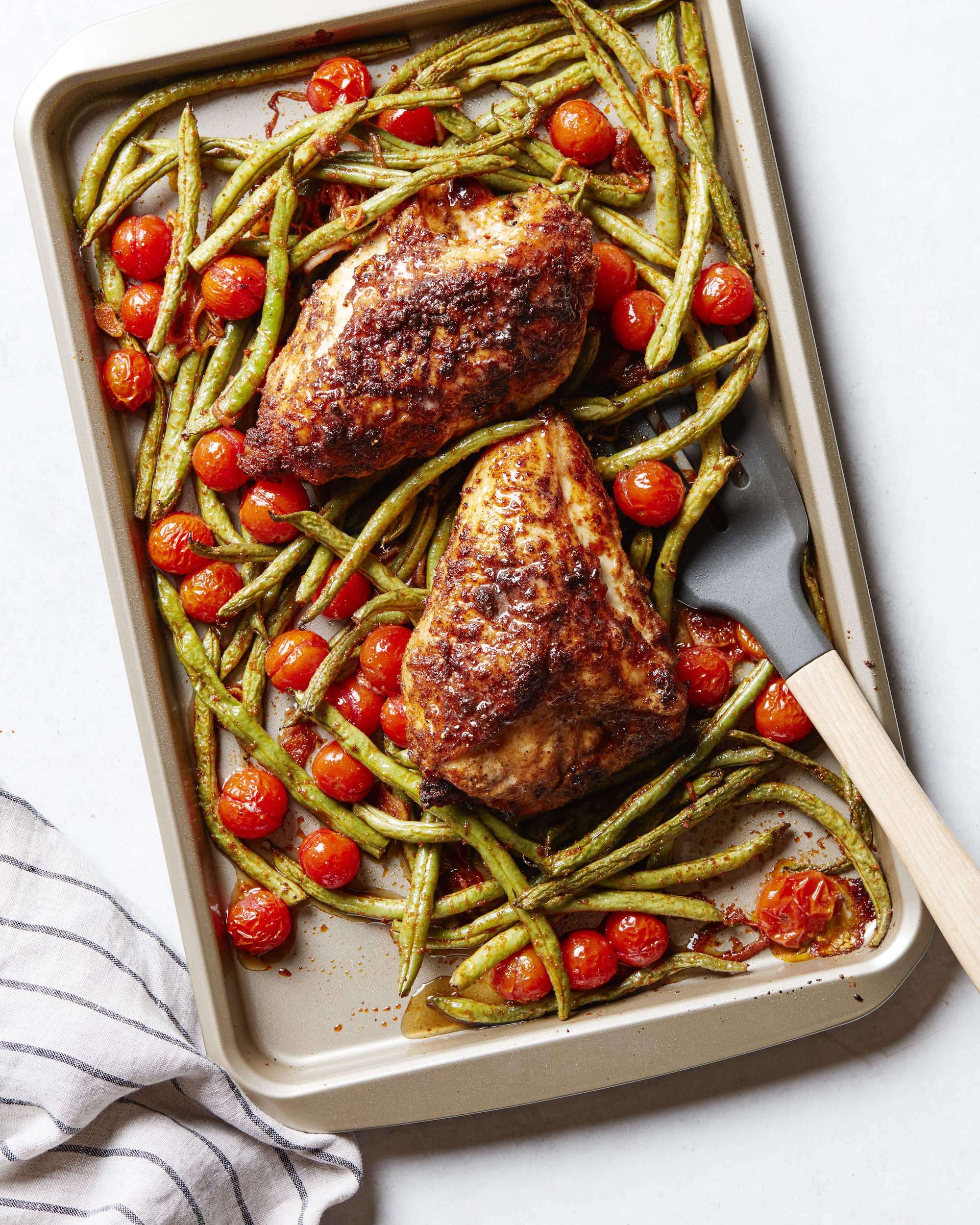 Sheet Pan Herbed Chicken Breasts & Roasted Green Beans