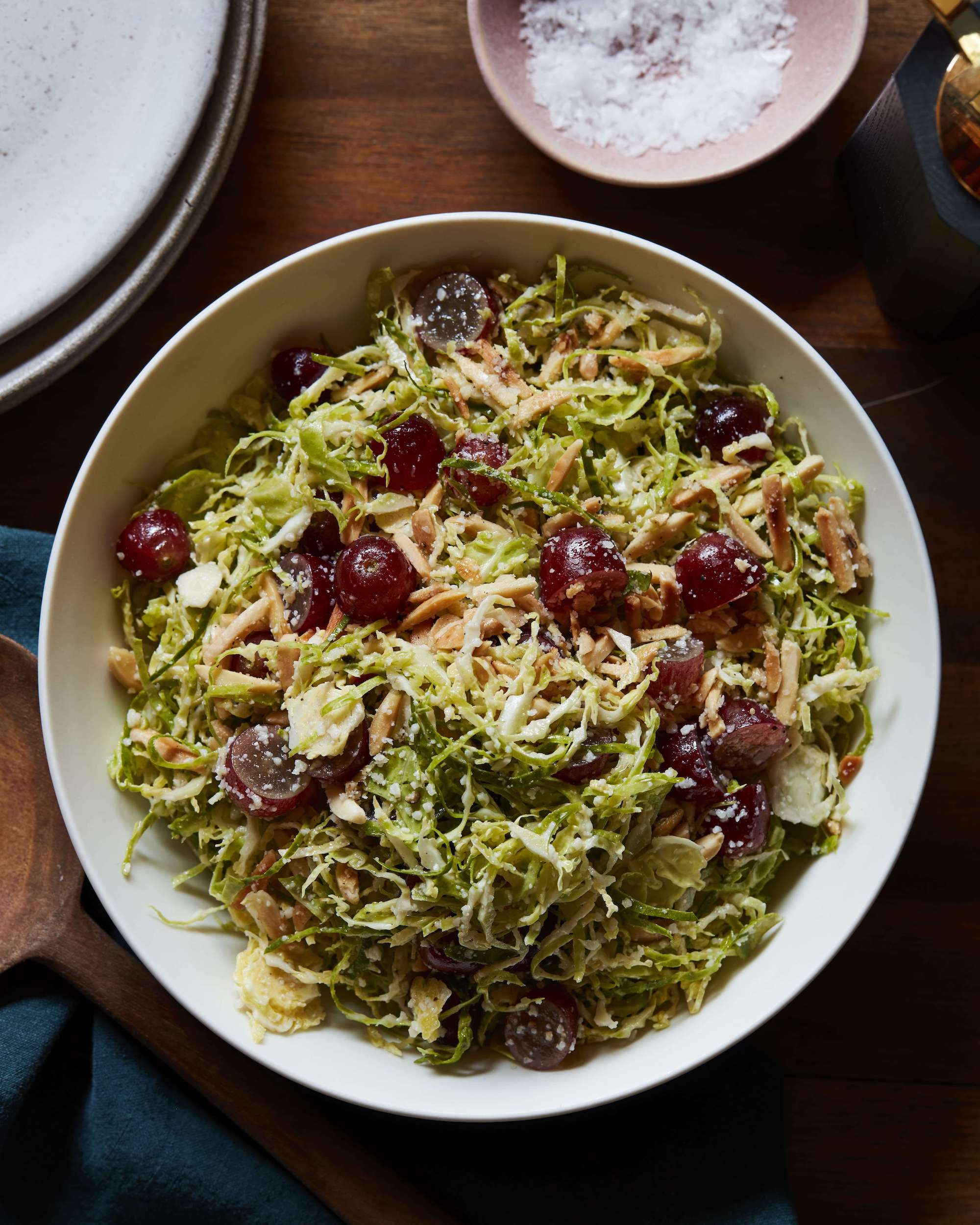 Shaved Brussels Sprouts with Grapes and Almonds