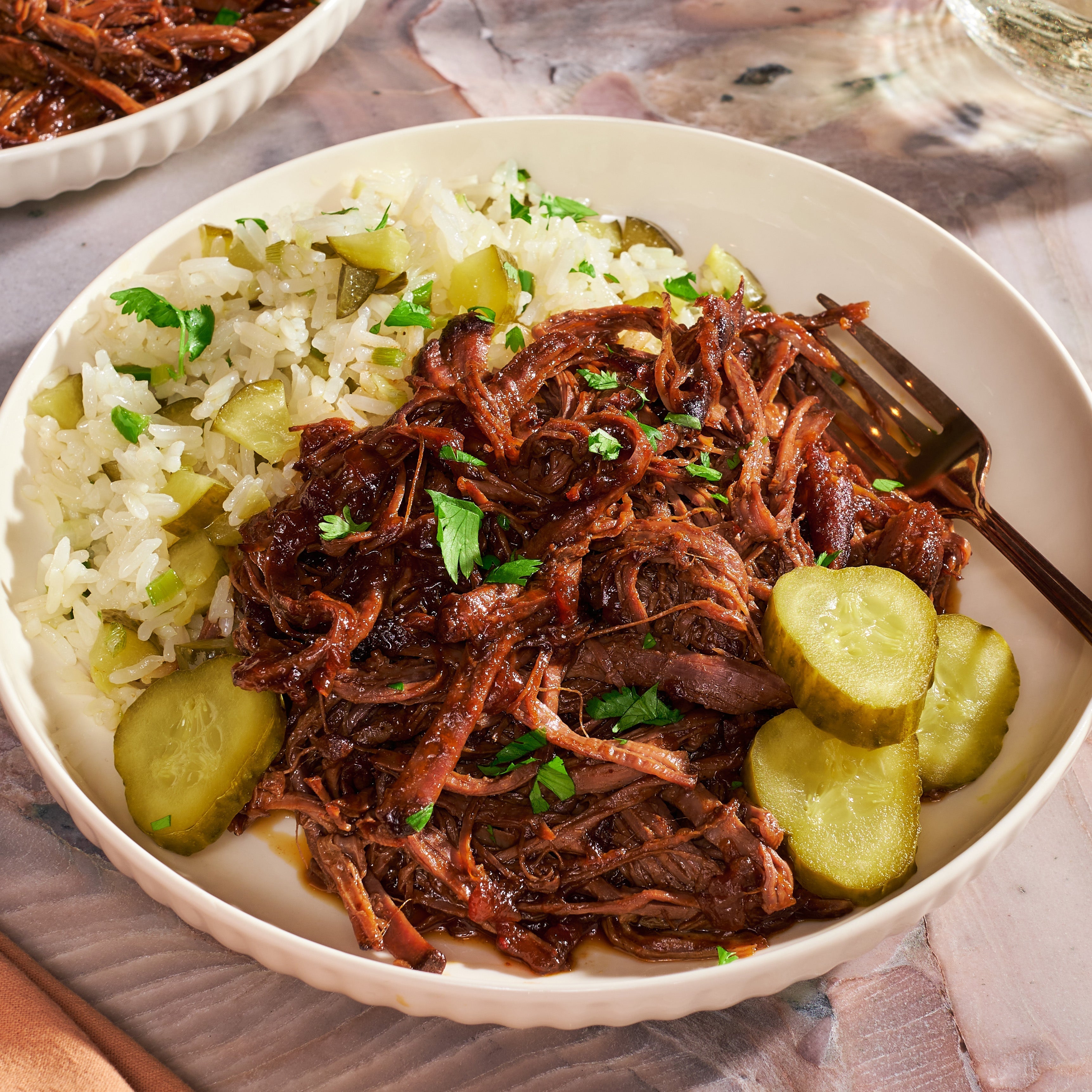 Brisket Rice Oven Braised BBQ Brisket with Pickle Rice