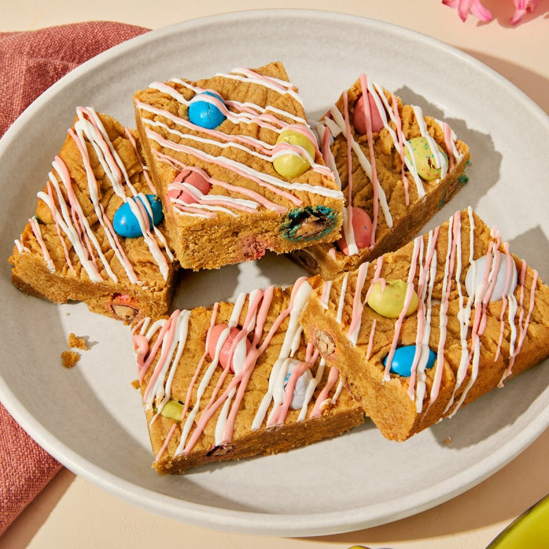 Peanut Butter & Mini Chocolate Easter Egg Cookie Bars