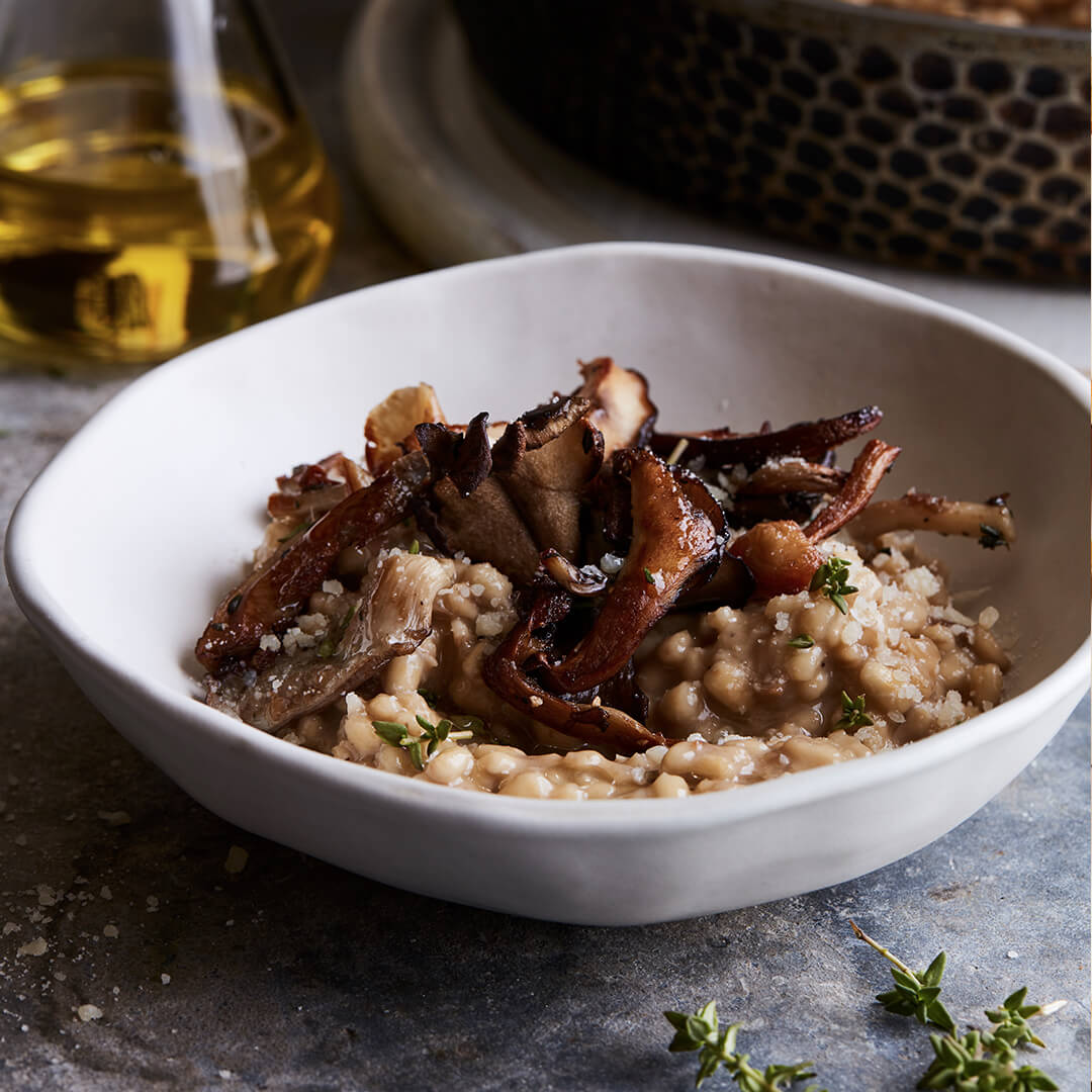 Oven-Baked Barley Risotto with Roasted Wild Mushrooms