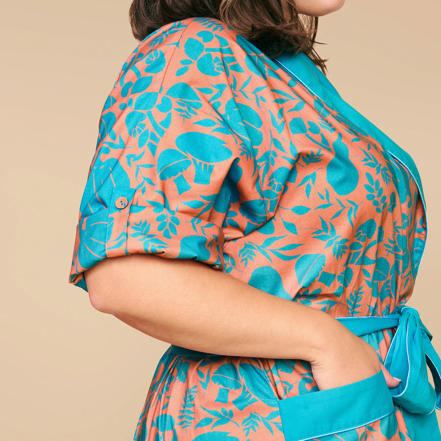 Veg Out Garden Robe in Ocean Salmon